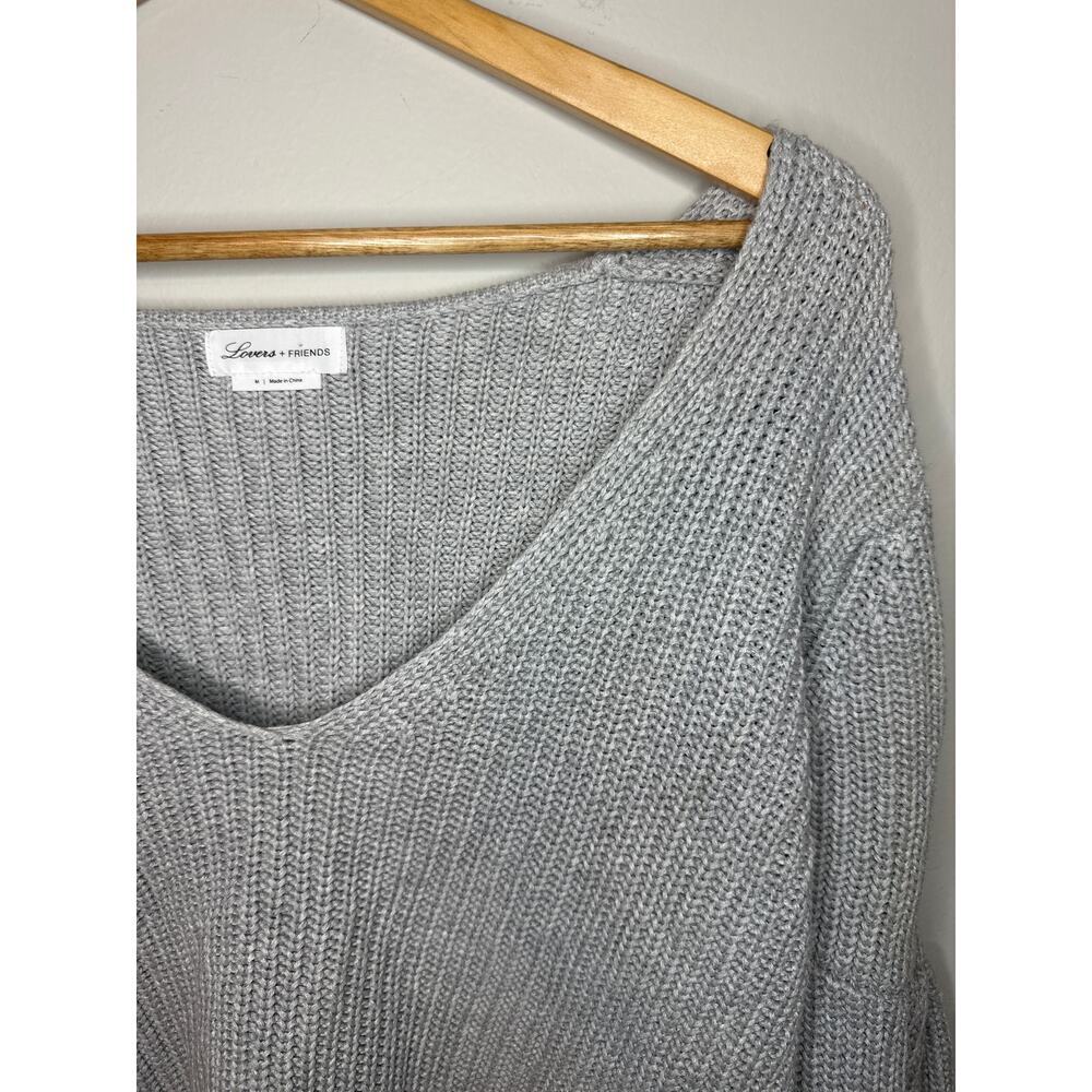 Lovers + Friends Addison Sweater Knit Size M Gray Bell Sleeve‎ Comfy Minimal - Picture 3 of 8